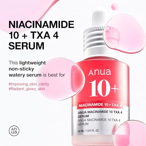 Anua 10% Niacinamide + 4% Tranexamic Acid Serum & Peach 70 Niacinamide Serum for Dull Skin, Skin Barrier, Fragrance-Free, Korean Skincare