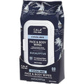 CALA for Men Cooling Face & Body Wipes, Eucalyptus Leaf Oil + Witch Hazel, Unscented Pre-Moistened Cleansing Tissues for Sweat & Grime, Soft Woven Cloth, 60 Sheets