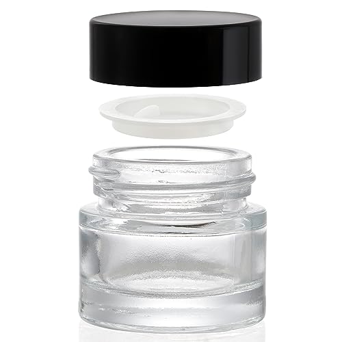 Coloch 70 Pack 10ml Thick Glass Jars with Airtight Lid, 10 Gram Clear Round Lip Balm Container Tiny Sample Jar for Cosmetics, Lotion, Cream, Makeup, Samples, Wax, Skincare, Travelling, Retail Store