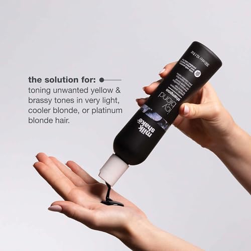 milk_shake icy blond shampoo award winning shampoo with black pigment to cool brassy tones and enhance platinum blonde hair ideal for maintaining icy, ash-toned color