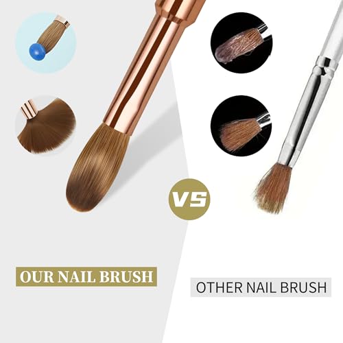Pure Kolinsky Hair Acrylic Nail Brush Solid Wood Handle Professional Manicure Brushes for Powder Nail Acrylic Application - Salon & DIY Nail Art Essentials - Size 10, 1.0 Count