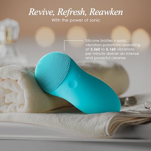 Cleo+ Sonic Facial Cleansing Brush by Project E Beauty | Daily Cleansing | Gentle Exfoliating | Wireless Portable Face Cleanser | Face Massager Wash Brush | Travel Size | Waterproof Soft Silicone