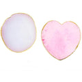 2Pcs Heart-Shaped Resin Nail Art Palette, Gold Edge Round Makeup Mixing Palette, Nail Polish Plate, Makeup,Nail Art Display Board Makeup Plate Cosmetic Mixing Tools Makeup Palettes,Makeup Palettes