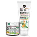 Puriya Tea Tree Oil Balm and Tea Tree Body Wash for Men, Women Bundle Set, Physician Formulated Extra Strength Soap, Doctor Formulated Athletes Foot Cream, Jock Itch, Fast Acting