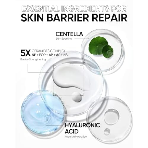 Face Moisturizer with 5X Ceramides, Hydrating Moisture Barrier Repair Cream for Sensitive/Oil Skin Types, Hyaluronic Acid & Centella, Daily Facial Moisturizer, Non-Comedogenic 30g/1 fl.oz