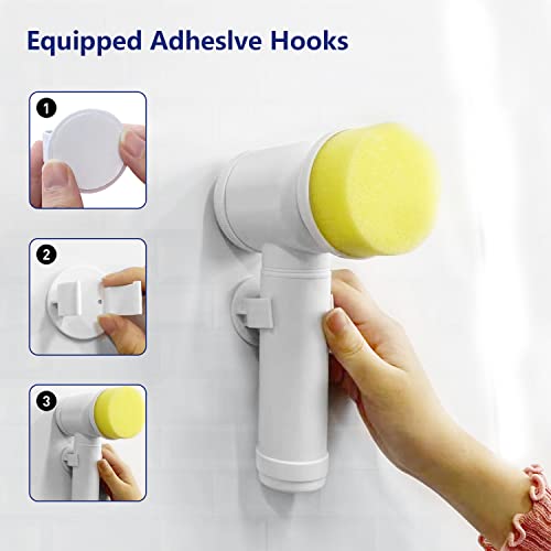 Electric Cleaning Spin Scrubber with 3 Brush Heads, Cordless Powerful Cleaning Brush Household Rechargeable Handheld Shower Cleaner Brush for Bathroom Wall Tiles Floor Bathtub Kitchen.
