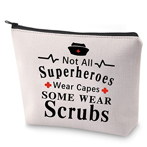 Nursing Gift RN Gifts Not All Superheroes Wear Capes Makeup Bags Nurse DT Gifts Nurse Appreciation Bags (Superheroes Wear Scrubs)