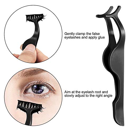 Mudder 48 Pieces False Eyelashes Applicator Tool Plastic Eyelash Extension Tweezers Fish Tail Clip Remover Tweezers Nipper Eyelash Auxiliary Clip for Women Lash Application and Removal(Black)