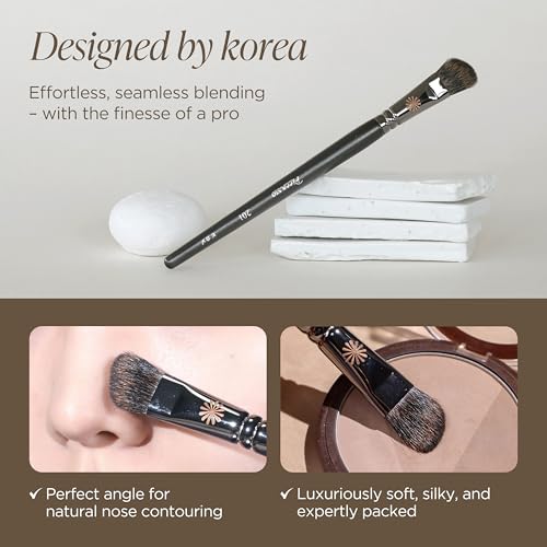Piccasso 201 Nose Shading Brush ? Soft Hair Makeup Brush for Nose Shaper and Face Makeup, Small Angled Brush for Precise Contouring and Blending, Korean Professional Beauty Tool for Daily Use