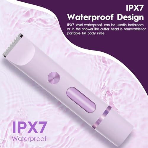 Dual Head Shaver 2 in 1 Bikini Trimmer for Women Electric Razors Lady Pubic Hair, LCD Display Bikini Underarm Arm Leg Face Body 2026 Upgraded Version- Purple