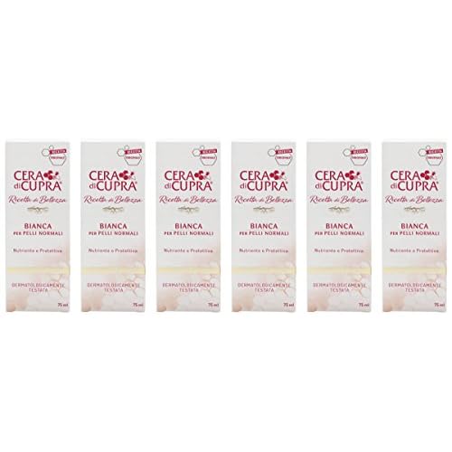 Cera di Cupra "Bianca per Pelli Normali" Cream for Normal Skin, Anti-age Formula - 2.5 Fluid Ounces (75ml) Tubes (Pack of 6) [ Italian Import ]