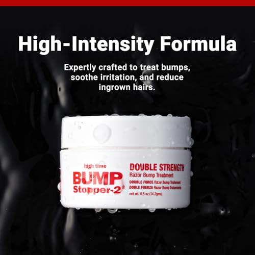 High Time Bump Stopper 2 Double Strength Ingrown Hair Cream | Aftershave Lotion for Men and Women | Razor Bump Balm | 0.5 OZ (2 Pack)
