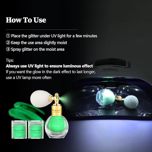 Etercycle Body Glitter Spray, Glow in The Dark Party Supplies Hair Glitter, Extra Fine Face Shimmer Powder UV Black Light Sparkly Glitter Gifts for Glow Party Halloween Easter Rave Accessories Makeup