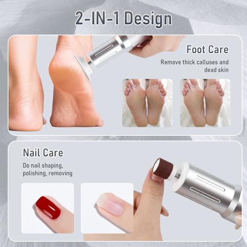 ANGNYA Electric Callus Remover for Feet with 3 Adjustable Speeds, Rechargeable Stand and Replacement Sandpaper Disks, Electric Foot Callus Remover Foot File for Feet Pedicure Tool (White)