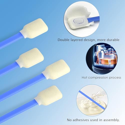Wellgler's Square Rectangle Cotton Swabs,5.11¡± Foam Cleaning Swabs for Printers£¬Cameras, Automotive, Optics, Sensors, Guns, and Electronics (Blue, 300)