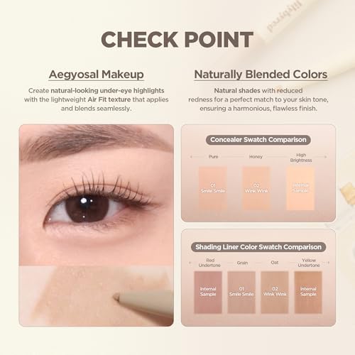 lilybyred Smiley Aegyosal Eyeliner | Korean Aegyosal Highlighter & Contour Pencil, 3-in-1 Multi-Use for Under-Eye, Brows & Lips, 3mm Round & 2mm Flat Tips, Air-Fit Formula, 0.011 oz. (01 Smile Smile)
