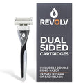 REVOLV - Men¡¯s Razor - 1 Premium Weighted Handle + 1 Dual-Sided Cartridge - For a Closer, Smoother Shave - Safe on Sensitive Skin - Black