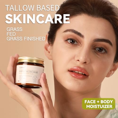 Whipped Tallow Honey Cream with Grass-Fed Beef Tallow & Raw Honey, Face & Body Moisturizer, for Dry, Sensitive Skin, Eczema, Rosacea,US- Made,FL.4oz(Citrus Breeze)