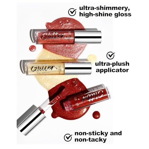 Erinde Glitter Shimmer Lip Gloss, Hydrating High-Shine Glimmer Finish & Sheer Wash Of Color Lip Oil, Non-Sticky, Moisturizing Lip Makeup, Bling Sparkle Lip Gloss Lipstick, Vegan & Cruelty-Free, 05