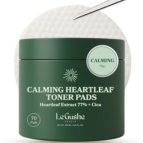 Le Gushe Heartleaf Face Toner Pads (70 Count) - Calming and Hydrating Toning Pads - CICA and Heartleaf Toner - for Troubled Skin and Breakouts (160 ml/ 5.41 fl oz)