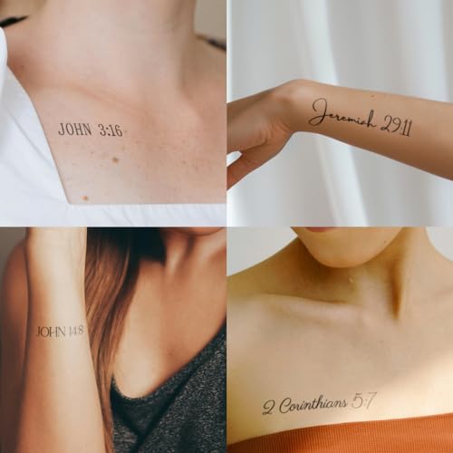 One Grace Foundations of Faith Christian Temporary Tattoos - Inspirational Scripture Selections - Motivational Bible Verse Words and Christian Cross Tattoos