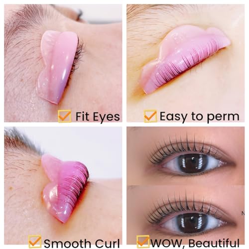 Lash Lift Shields C Curl 5 Size Lifting Pad, Rapid Eyelash Shield Shiny Perm Rods Make Eyes Natural Curl Flexible Pads Extreme Rod 100 Use Elastic Lami Perming Roller (Pink Color)