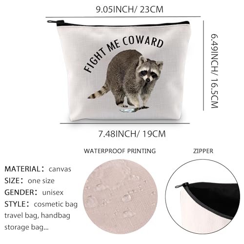 XYANFA Raccoon Cosmetic Bag - Gift For Raccoon Lover - Fight Me Coward Themed Zipper Pouch