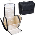 Inmorven Makeup Bag for Women with Hanging Hook - Portable Cosmetic Case, Large Portable Capacity Travel Hanging Toiletry Bag Organizer Case for Toiletries and Cosmetics, Black