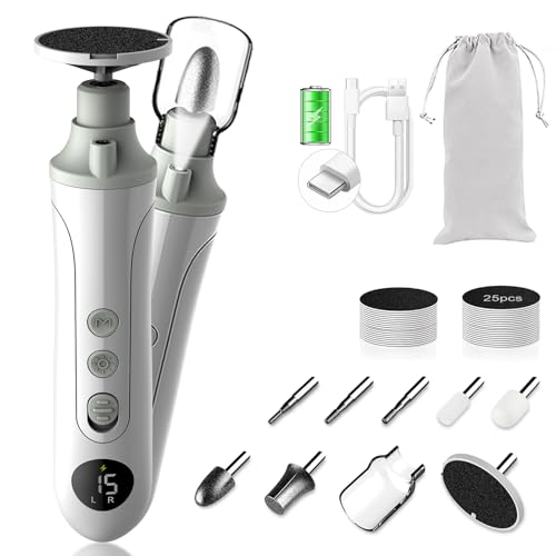 Electric Foot Callus Remover,Cordless Electric Foot File with LED Light,5000RPM-Faster Callus Remover for Feet,8-in-1 Foot Scrubber Perfect for Dead,Hard Cracked Dry Skin,Thick Toenail Ideal Gift