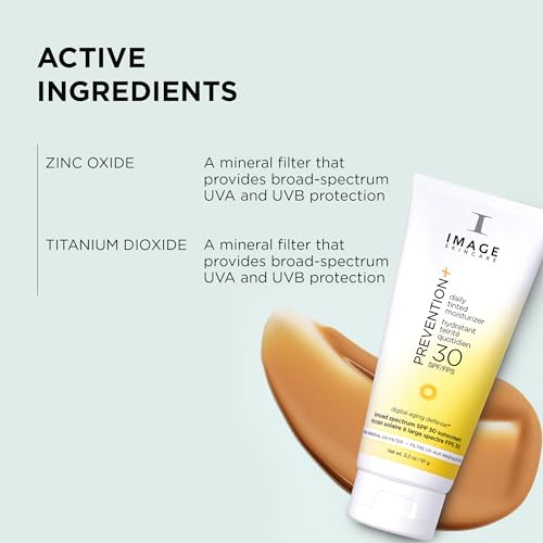IMAGE Skincare, PREVENTION+ Daily Tinted Moisturizer SPF 30 Sunscreen, No White Cast, 3.2oz