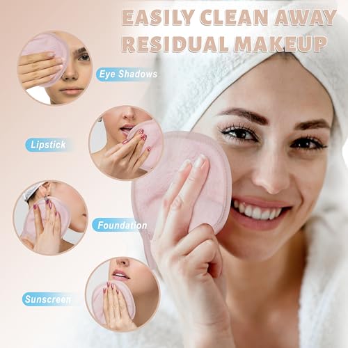 15 Pcs Reusable Makeup Remover Cloths, Ultra Soft Makeup Eraser Cloths for Face, Microfiber Makeup Remover Towels for All Skin Types, 5" x 5", Multicolor