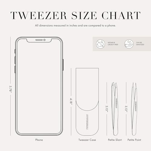 Tweezerman Petite Tweeze Set with Travel Case - Point and Slant Tweezers, Tweezers for Travel (Pink Case)