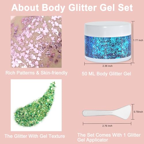 Boko 50ML Body Glitter Gel, Red White Blue 4th of July Chunky Glitter for Face Hair Body Makeup, Patriotic Glitter for USA Independence Day Memorial Day Veterans Day Flag Party Rave Accessories