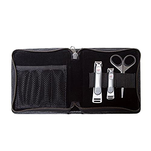 Seki Edge Men's Premium Grooming Kit (MS-01) With Nail Clippers & Nostril Scissor - Manicure & Pedicure Professional Set in Genuine Leather Case