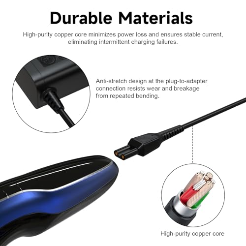 HQ8505 Charger Cord Compatible with Philips Norelco Series 3000 5000 6000 7000 9000 (Older Shaver), Multigroom MG5750 MG7750 MG7770 MG7790, BG7040 BG7030 BG5025 S9987 Electric Shaver Razor Trimmer