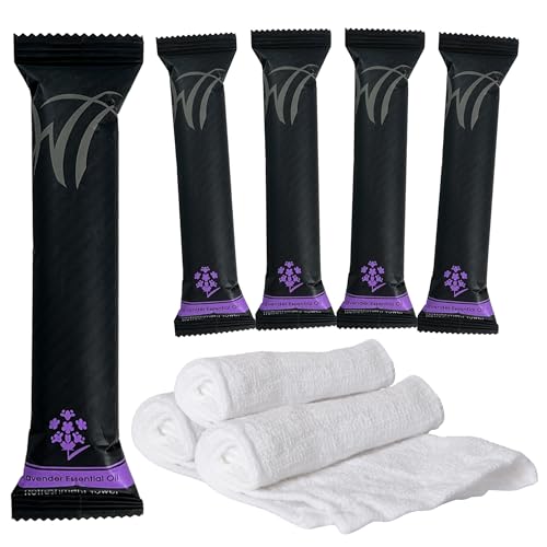 White Towel Services 8" x 8in Moist Cotton Towel Individually Wrapped - Lavender (Case of 50) - Single-Use Oshibori Style Cotton Hospitality Towels