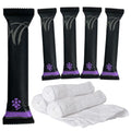 White Towel Services 8" x 8in Moist Cotton Towel Individually Wrapped - Lavender (Case of 50) - Single-Use Oshibori Style Cotton Hospitality Towels