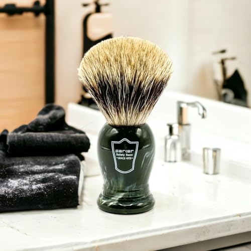Parker - The King - Oversized 3 Band Pure Badger Bristle Shaving Brush - Long Loft ? Brush Stand Included - Generates a Giant and Luxurious Lather