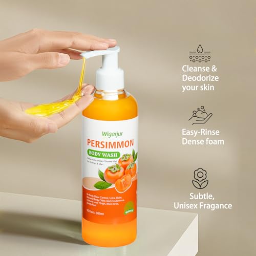 Persimmon Body Wash for Old People Smell, Natural Deodorant Bar Soap for Strong Odor Smelly Feet Remove, Cleansing Body Deodorizing with Persimmon & Green Tea Extracts