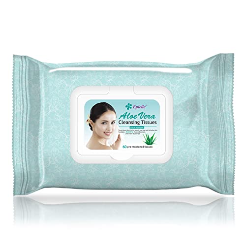 Epielle Makeup Remover Wipes, Remove Waterproof Mascara, Gentle Daily Facial Cleanser Towelettes with Collagen, Cucumber & Argan Oil, Stocking Stuffers, 60 Count (Pack of 4)
