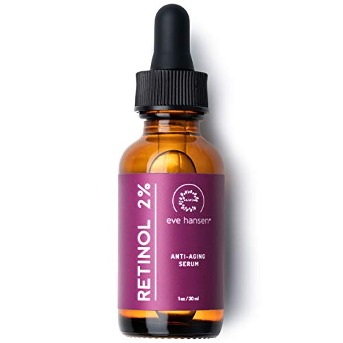 Eve Hansen Anti-Aging Retinol Serum for Face | Anti-Wrinkle Serum with Vitamin A, E, and Hyaluronic Acid | Acne Scar, Pore Minimizer Cruelty Free 2% Organic Retinol Night(1 oz)