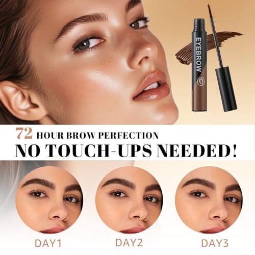 Temporary Peel Off Brow Gel - Last Up to 3 Days Wear Waterproof Eyebrow Gel, Natural Finish Brow Peel Off Gel with Smudge-Proof for Fuller & Defined Looking Brows(2 PCS Dark Brown)