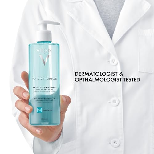 VICHY Puret? Thermale Fresh Cleansing Gel, Formulated With Glycerin & Niacinamide, Gentle Gel Cleanser & Makeup Remover, Removes Impurities Without Overdrying, Safe For Sensitive Skin & Eyes