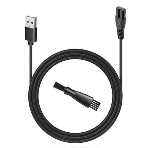 uijino USB Charging Cable Compatible with Brightup Beard Trimmer, 5V Charger for Brightup Hair Clippers FK-8688T FK-8788T IPX7 Waterproof Electric Razor Body Shaver, 1 Cleaning Brush, 3.3ft Power Cord