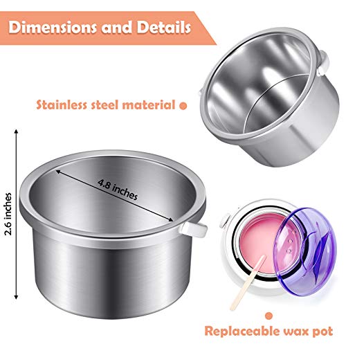 Wax Warmer Inner Pot for Hair Removal with 500 ml Capacity, 14 oz Hair Remover Machine, and 200 Wax Applicator Sticks