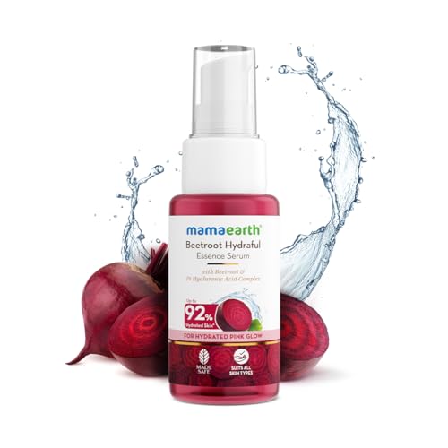 Mamaearth Beetroot Hydraful Essence Face Serum | Helps Give Natural Pink Glow & Long Lasting Hydration with Hyaluronic Acid | Keeps Skin Soft & Supple | 1.69 Fl Oz/50ml