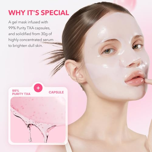 APRILSKIN TXA Glass Skin Duo for Glass Skin: TXA Pink Capsule Gel Mask (4ea) and TXA Overnight Wrapping Mask