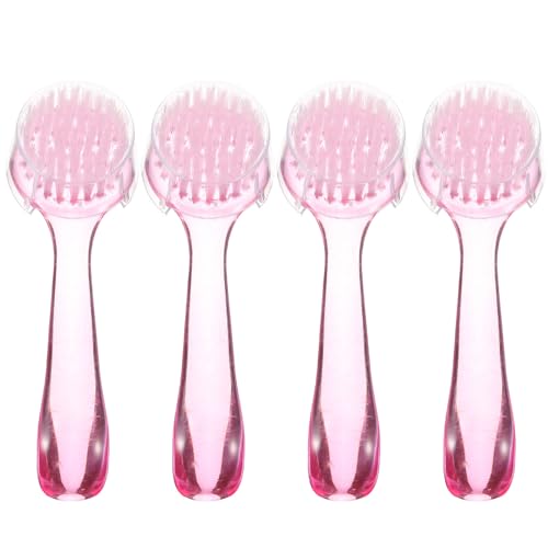 ARTIBETTER Sheep Horn Facial Cleansing Brush Set 4 Pack Manual Face Cleaning Brushes with Protective Cap for Deep Pore Exfoliation and Skin Care Wet Dry Use 5.11 Inch