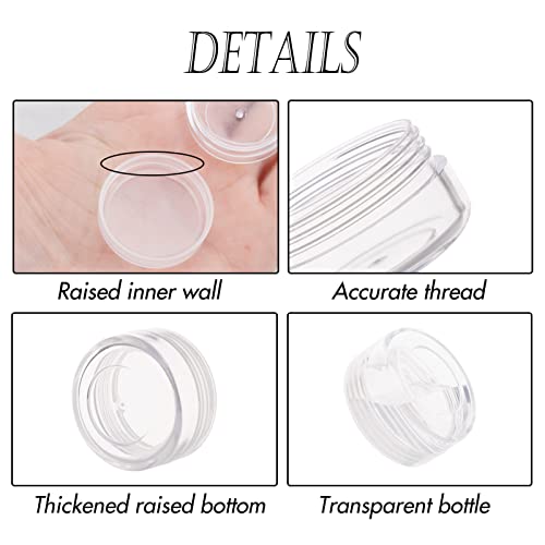 ZEJIA 5 Gram Sample Containers with Lids, Mini Makeup Containers, Empty Plastic Travel Cosmetic Containers with Labels(200 Count, Clear Lid)