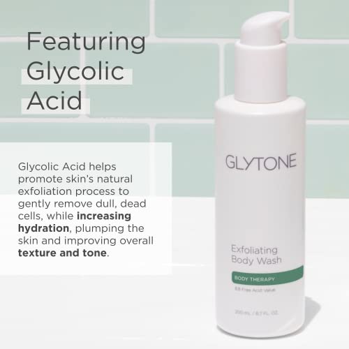 Glytone Exfoliating Body Wash - 8.8 Free Acid Value Glycolic Acid - Keratosis Pilaris - Smooth Rough & Bumpy Skin - Oil & Fragrance-Free - 6.7 fl. oz.